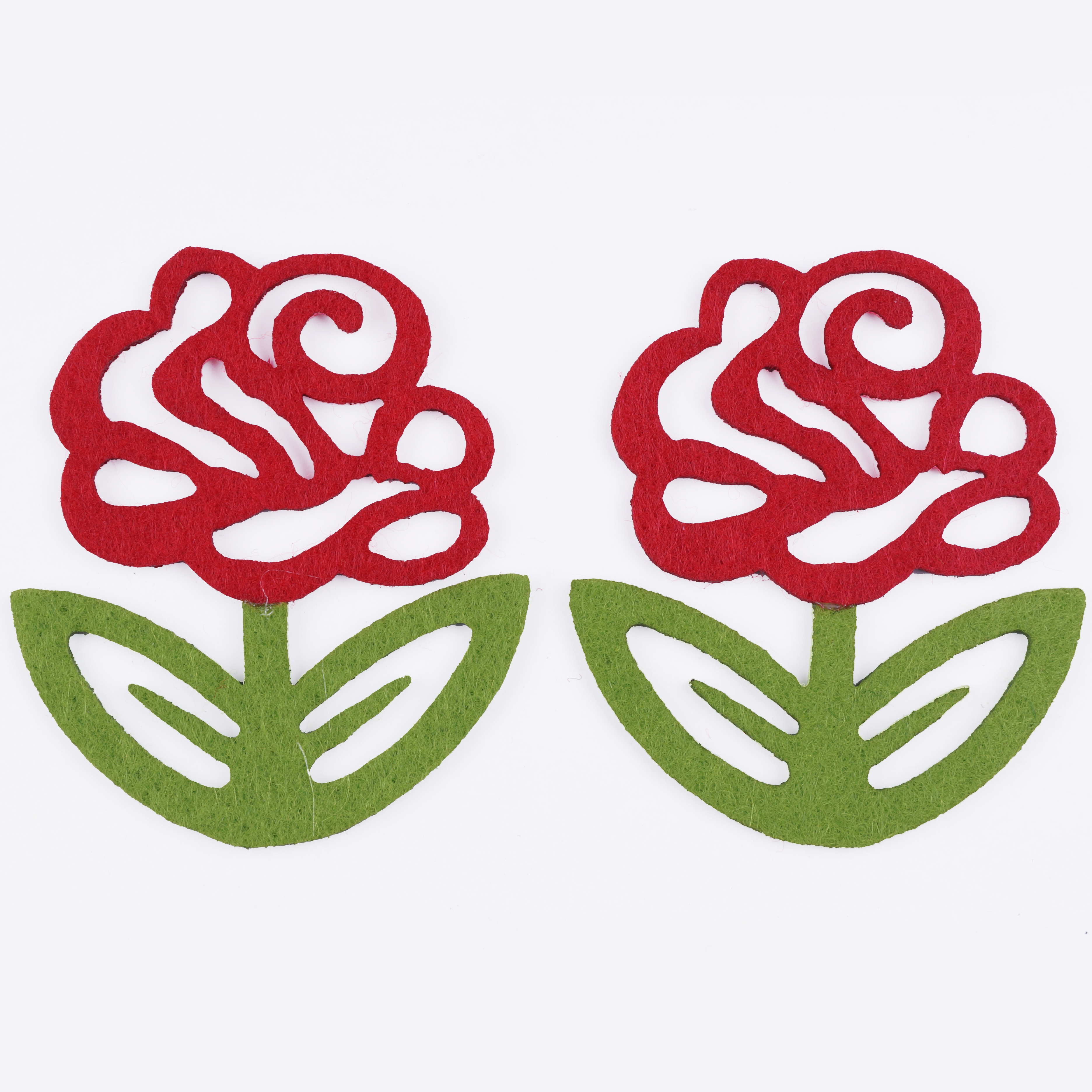 펠트소품 꽃모양 빨강 장미 2개입 세트 유치원 학교 교실 환경꾸미기 구성