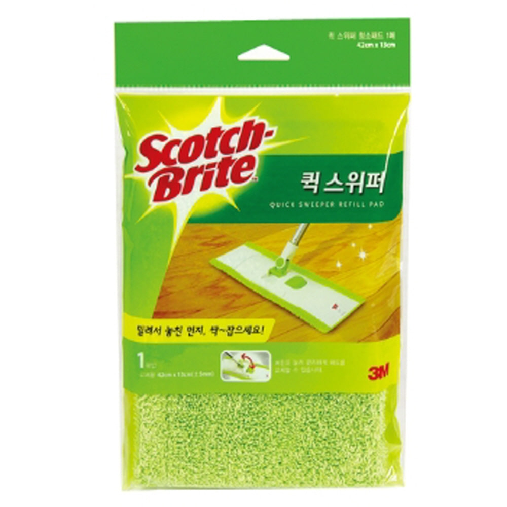 3M 스카치브라이트 퀵스위퍼 막대 걸레용 극세사 청소포 리필 1매